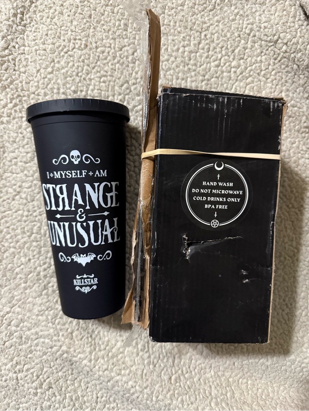 Killstar 22oz Black & White 'Strange & Unusual' Travel Cup